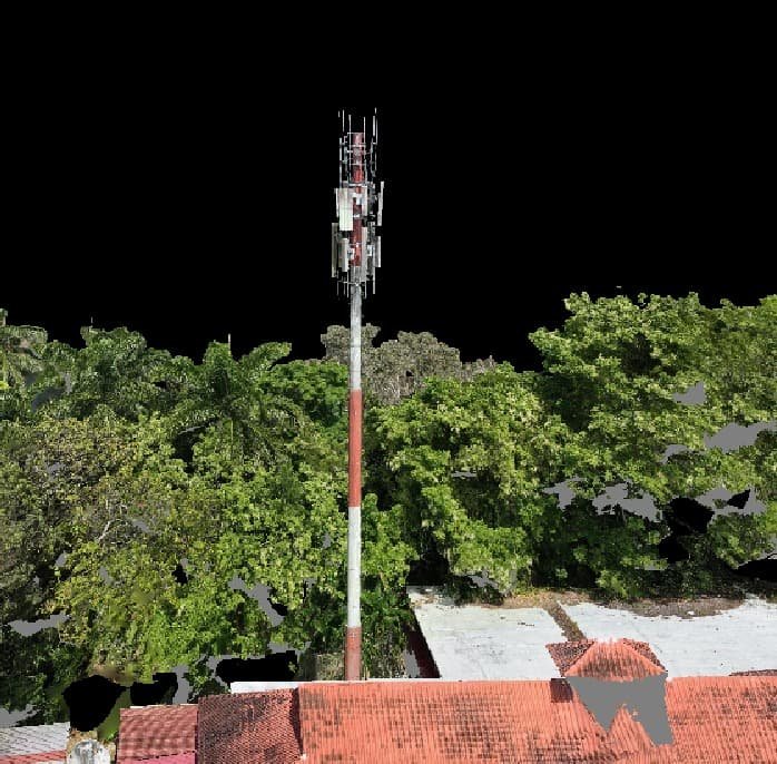 Modelo 3D e inspección aérea de torre de telecomunicaciones