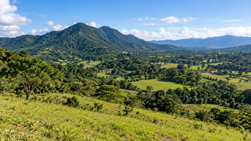 Paisaje de fincas y terrenos rurales para servicios topográficos en Panamá Oeste.